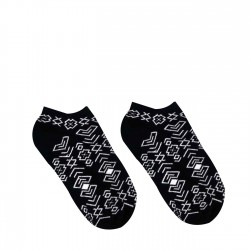 Veselé ponožky HESTY - Čičmany kotníkové černé
