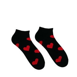 Veselé ponožky Hesty - Srdíčko černé - kotníkové
