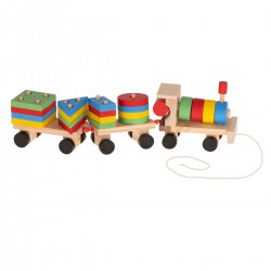 Dřevěná lokomotiva s barevnými bloky