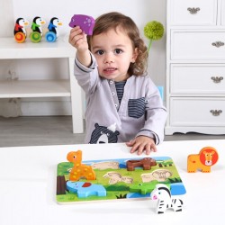 3D detské drevené puzzle - Animal 7ks