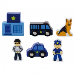 Dětské dřevěné figurky - policejní sada 6ks