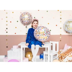 Fóliový balón - Happy Birthday - světle růžový 45cm
