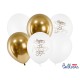 Set balónov Happy Birthday to you 30cm - bielo-zlaté 6ks