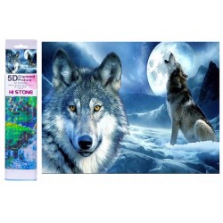 5D Diamantová mozaika - vlk v zimě