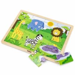 Dětské dřevěné puzzle - Hrošíkův odpočinek 16 ks