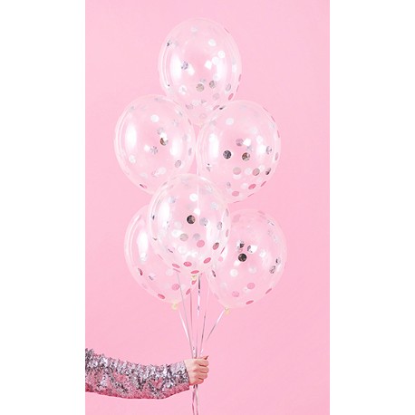 Set balónků - Konfety stříbrné/zlaté, 30cm (6ks)