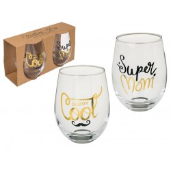 Set dvou sklenic - Super Mom + Daddy Cool