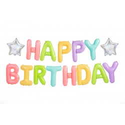 Set fóliových balonů Happy Birthday - Pastelové, 395x35cm