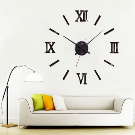 Nalepovací nástěnné hodiny - Římské číslice - černé