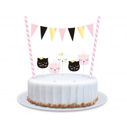 Zapich na dort se svíčkami - Kotě - růžový - 15cm