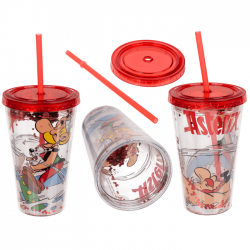 Plastový pohár so slamkou - Asterix a Obelix 500ml