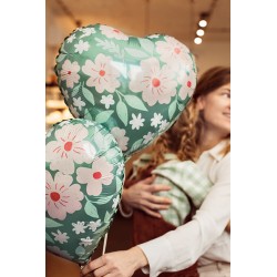 Fóliový balón - Květinové srdce - 45 cm