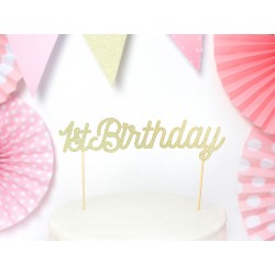 Zapich na dort - 1st. Birthday - zlatý, 21cm