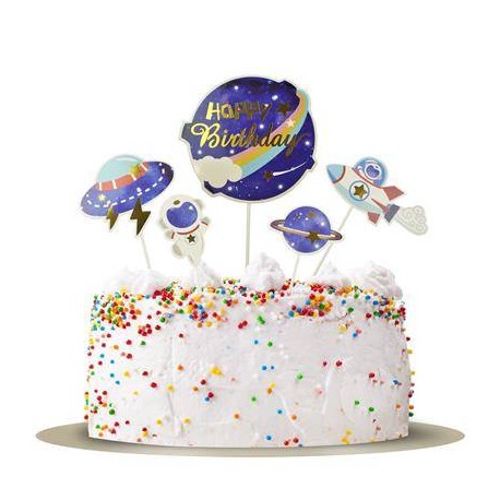 Set zapichov na tortu - Happy Birthday - Galaxy - 13-15cm