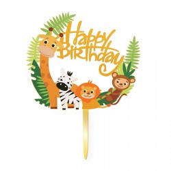 Zápich na tortu - Happy Birthday - Safari - 15cm