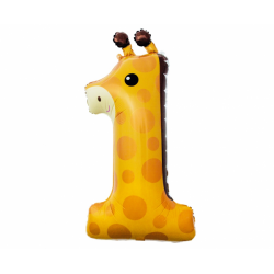 Fóliový balón - Číslo 1 - Žirafa - 80 cm