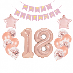 Set fóliových balonů - "Happy Birthday" Pink 18 - 16 ks