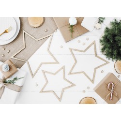 Drevená vianočná dekorácia - Hviezda - zlatá 3ks