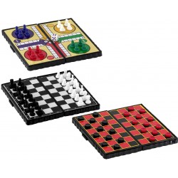 Set mini magnetických stolních her 3v1 - Šachy / Dáma / Člověče
