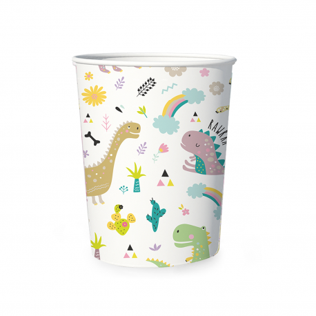Papierové poháre - Dinosauria - biele 250ml