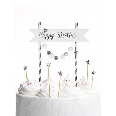 Zápich na tortu - Happy Birthday - Guľôčky - 20cm