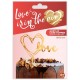 Zápich na tortu - Zlaté srdce "Love" - 13x10 cm
