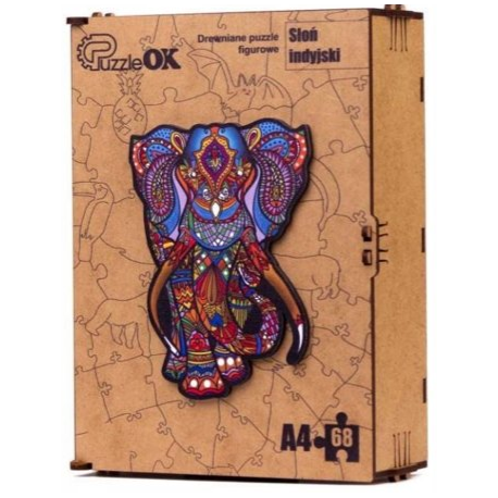 3D drevené puzzle handmade - Indický slon A4