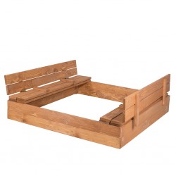 Dřevěné pískoviště se skládacími lavicemi 120x120 cm