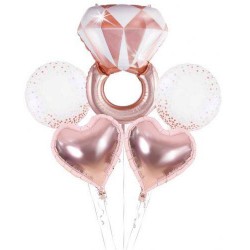 Set fóliových balonů - "Bride" s prstýnkem (6ks)