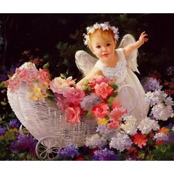 5D Diamantová mozaika - Angel with Flowers