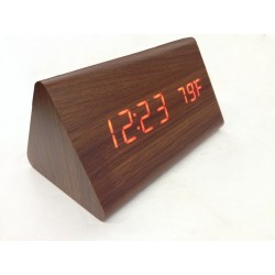 Dřevěné LCD hodiny s datem, budíkem a teplotou