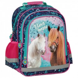 Dětský dvoukomorový batoh - Pink horses