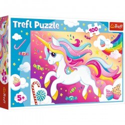 Dětské puzzle - Pink unicorn - 100ks
