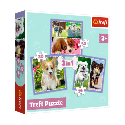 Dětské puzzle - Sweet dogs - 3v1