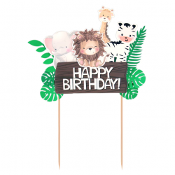 Zápich na dort - Happy Birthday Animals, 15cm