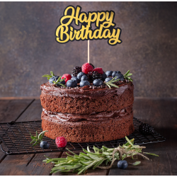 Zápich na tortu - Happy Birthday, Simple Gold 13cm