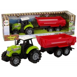 Traktor s vyklápěcí vlečkou - Červený, 23cm