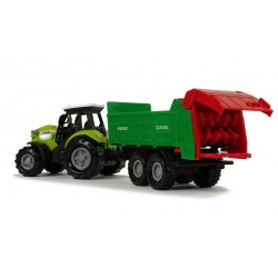 Traktor s vyklápěcí vlečkou a drtičem - Zelený, 23cm