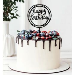 Zápich na dort - Happy Birthday, kulatý 11cm