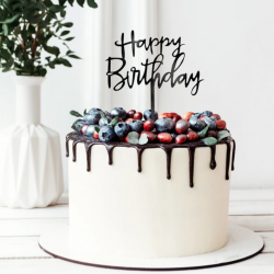 Zápich na tortu - Happy Birthday, Black Simple Elegance 13cm